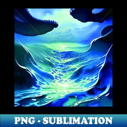 SeaScape Painting in blue theme with Big Waves - PNG Sublimation Digital Download - Fashionable and Fearless