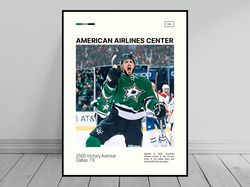 American Airlines Center Print  Dallas Stars Poster  Tyler Seguin  NHL Arena Poster   Oil Painting  Modern Art