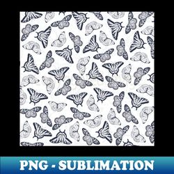 Elegant Black White Butterfly Design - Professional Sublimation Digital Download - Enhance Your Apparel with Stunning Detail