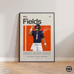 Justin Fields Poster, Chicago Bears Poster, NFL Poster, Sports Poster, NFL Fans, Football Poster, NFL Wall Art, Sports B