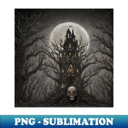 Enchanting Gothic Skull amidst a Mystical and Magical Forest Graveyard - Modern Sublimation PNG File - Instantly Transform Your Sublimation Projects