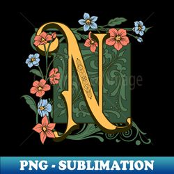 Art Nouveau Letter N Ornamental Letter N Art Deco - Signature Sublimation PNG File - Perfect for Sublimation Art