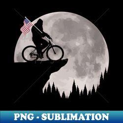 bigfoot riding bike american flag - decorative sublimation png file - bring your designs to life