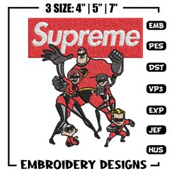 Incredibles supreme logo Embroidery design, supreme cartoon Embroidery, logo design, Embroidery File, Instant download.