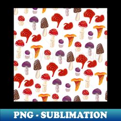 Mushrooms in Gouache Pattern - High-Resolution PNG Sublimation File - Capture Imagination with Every Detail