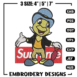 Jimimy cricket supreme Embroidery design, Jimimy cricket Embroidery, cartoon design, Embroidery File, Instant download.