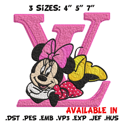 Minnie pink lv Embroidery Design, Lv Embroidery, Brand Embroidery, Embroidery File, Logo shirt, Digital download