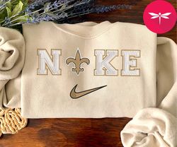 NIKE NFL New Orleans Saints Logo Embroidered Sweatshirt, NIKE NFL Sport Embroidered Sweatshirt, NFL Embroidered Shirt