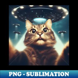 Funny Cat selfie with UFO - Trendy Sublimation Digital Download - Revolutionize Your Designs