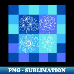 Shades of Blue and flowers art work - Elegant Sublimation PNG Download - Add a Festive Touch to Every Day