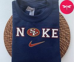 NIKE NFL San Francisco 49ers Logo Embroidered Sweatshirt, NIKE NFL Sport Embroidered Sweatshirt, NFL Embroidered Shirt