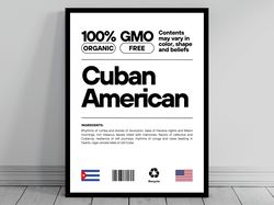 Cuban American Unity Flag Poster  Mid Century Modern  American Melting Pot  Rustic Charming Cuban Humor  US Patriotic Wa