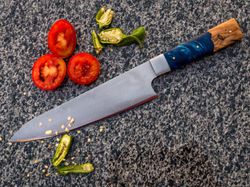 Top Quality Handmade D2 steel blade chef / Kitchen knife with Raison handle, gift for a girlfriend, gift for her