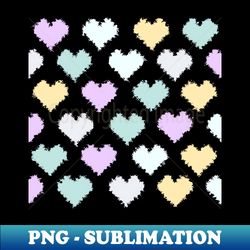 Pencil Stroke Pastel Hearts Pattern - Creative Sublimation PNG Download - Transform Your Sublimation Creations
