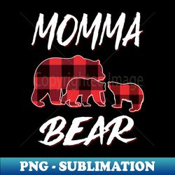 Momma Bear Red Plaid Christmas Pajama Matching Family Gift - Elegant Sublimation PNG Download - Instantly Transform Your Sublimation Projects