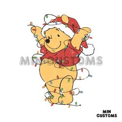 Vintage Pooh Christmas Light SVG Graphic Design File