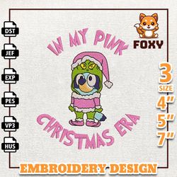 Pink Family Blue Dog Embroidery Design, In My Pink Christmas Era Embroidery Design, Instant Download