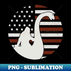 bigfoot loch ness american flag - decorative sublimation png file - perfect for personalization