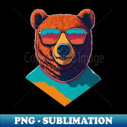Stylish Bear with sunglasses - PNG Transparent Sublimation File - Enhance Your Apparel with Stunning Detail