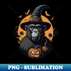 funny gorilla wearing halloween hat - png transparent sublimation design - perfect for creative projects