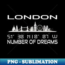 Skyline London Silhouette GPS Coordinates - High-Resolution PNG Sublimation File - Stunning Sublimation Graphics