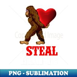 Bigfoot I Steal Hearts Funny Valentines Day Bigfoot Holding Heart Lover Gifts - High-Resolution PNG Sublimation File - Bring Your Designs to Life