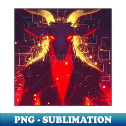 Spooky devil goat on cyberpunk pattern - PNG Sublimation Digital Download - Instantly Transform Your Sublimation Projects