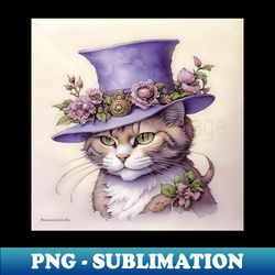ai art cheeky cat with hat - decorative sublimation png file - stunning sublimation graphics