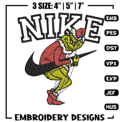 Nike grinch Embroidery Design, Chrismas Embroidery, Nike Embroidery, Embroidery File, Logo shirt, Digital download
