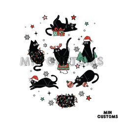 Retro Christmas Black Cat Santa Hat SVG Graphic Design File