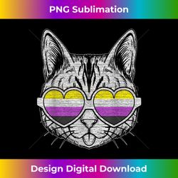 Non-Binary flag colors, Cat with glasses, LGBT Pride - Edgy Sublimation Digital File - Tailor-Made for Sublimation Craftsmanship