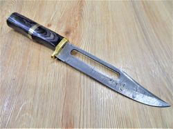 CUSTOM HANDMADE FORGED FIXED BLADE DAMASCUS STEEL BOWIE HUNTING CAMPING KNIFE