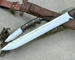 25" custom handmade d2-tool steel hunting sword with hunting knife and sheath