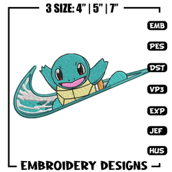 Nike Squirtle embroidery design, Pokemon embroidery, Nike design, anime design, anime shirt, Digital download