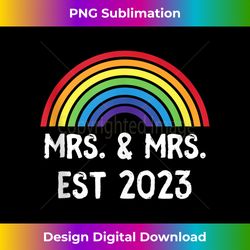 Just Married Engaged LGBT Lesbian Wedding Mrs & Mrs Est 2023 Tank To - Deluxe PNG Sublimation Download - Ideal for Imaginative Endeavors