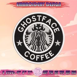 Ghost Face Coffee Embroidery Design, Skeleton Coffee Embroidery, Coffee Halloween Embroidery, Machine Embroidery Designs