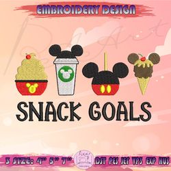 Snack Goals Embroidery Design, Mickey Snacks Embroidery, Disney Halloween Embroidery, Machine Embroidery Designs