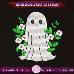 Flower Ghost Embroidery Design, Daisy Ghost Embroidery, Spooky Embroidery, Halloween Embroidery, Machine Embroidery Designs