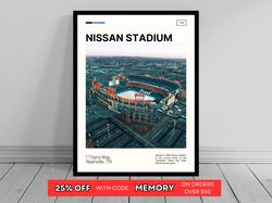 Nissan Stadium Tennessee Titans Poster NFL Art NFL Stadium Poster Oil Painting Modern Art Travel Art