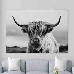 Highland Cow Wall Art, Coastal Wall Decor, Loft Wall Art, Canvas Wall Art, Tropical Wall Art, Cow Poster, Farm Gift, Far