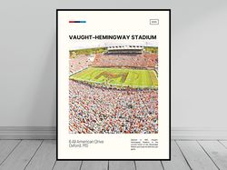 Vaught-Hemingway Stadium Ole Miss Rebels Poster NCAA Stadium Poster Oil Painting Modern Art Travel Art
