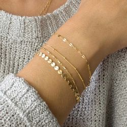 New Arrival 4 Pcs Set BOHO Multilayer Bangles Gold Silver Color Tube Lace Satellite Chain Bracelets For Women Jewelry