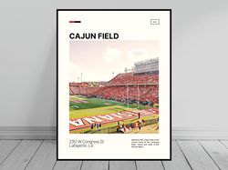 Cajun Field Print  Louisiana Ragin' Cajuns Poster  NCAA Art  NCAA Stadium Poster   Oil Painting  Modern Art   Travel Art