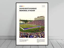 David Booth Kansas Memorial Stadium Print  Kansas Jayhawks Poster  NCAA Stadium Poster   Oil Painting  Modern Art  Trave