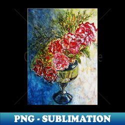 Huge Red Flower Bouquet Painting Art Watercolor - Retro PNG Sublimation Digital Download - Fashionable and Fearless