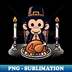 Happy Thanksgiving Baby Monkey - Premium PNG Sublimation File - Bring Your Designs to Life