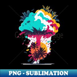 graphic illustration palm tree and atomic blast cloud - creative sublimation png download - transform your sublimation creations