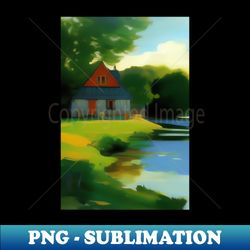 Charming Cottage on the Lake - Trendy Sublimation Digital Download - Instantly Transform Your Sublimation Projects
