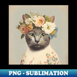 Cat and flower collage 10 - PNG Transparent Digital Download File for Sublimation - Perfect for Sublimation Art