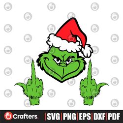 Grinch Middle Finger Funny Grinch Face SVG For Cricut Files